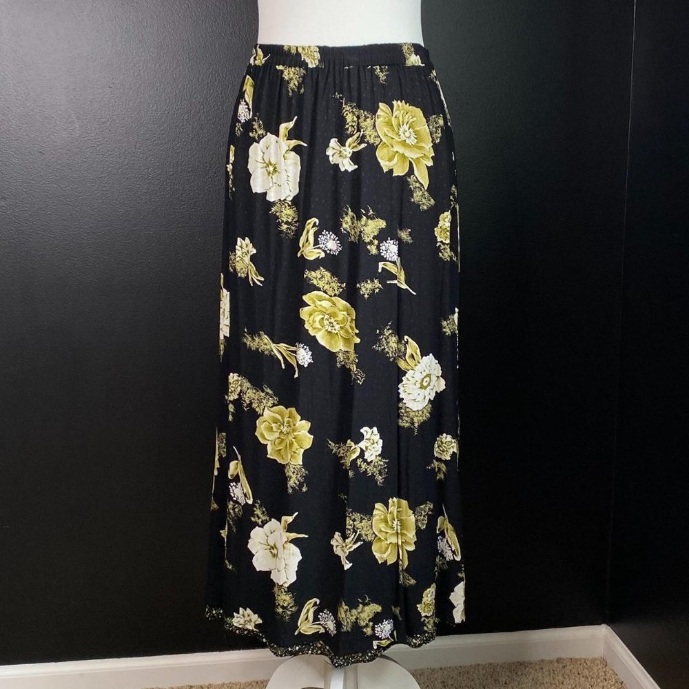 Whimsygoth Witchy Grunge Black & Green Reversible Midi Skirt